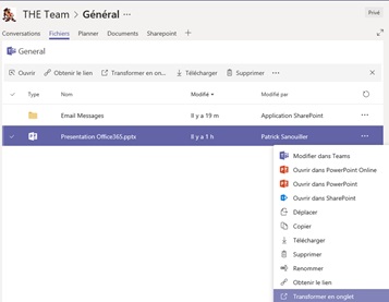 Comment mettre un document spécifique dans un nouvel onglet dans Microsoft Teams ?