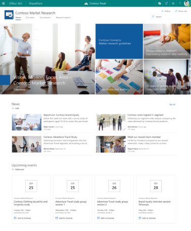 Microsoft SharePoint - exemple de site de communication