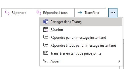 Depuis Outlook, partagez votre e-mail directement dans Microsoft Teams