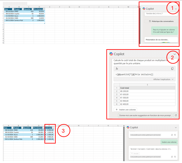 Cas d'usage Copilot - Excel